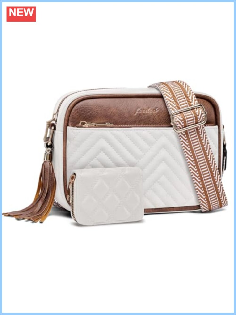 Quilted Crossbody Bag Vegan Leather Wallet Set Guitar Strap Purse